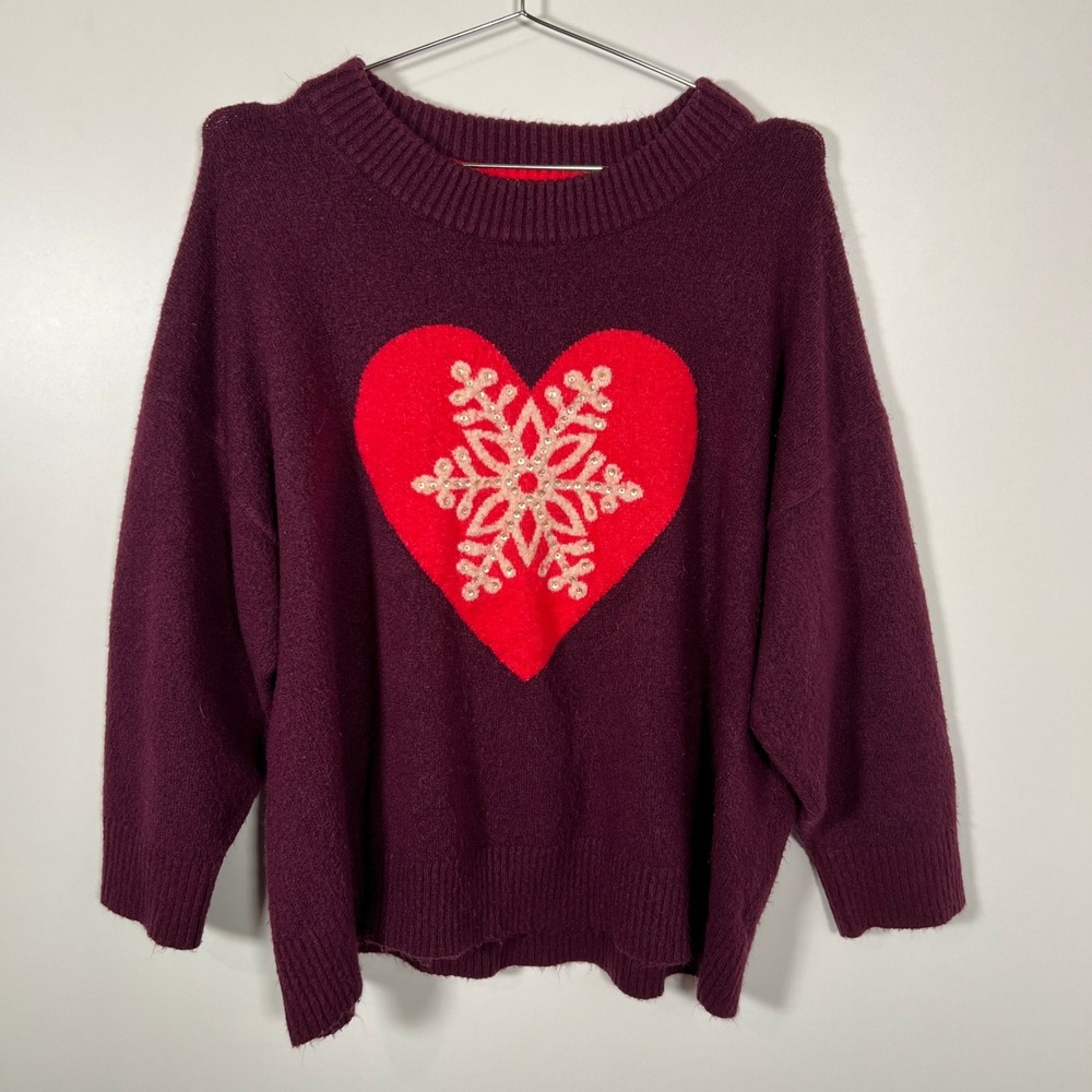 Plum Heart Sweater‎ Snowflake In Every Story Plus 3X Holiday Winter
